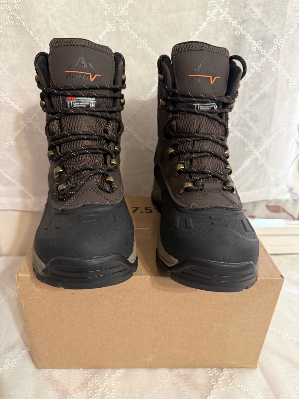 NorthV Men's Brown and Black Rugged Work Boots